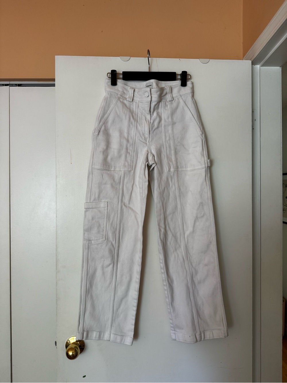 Sunday Best Cream mid rise Denim cargo Pants